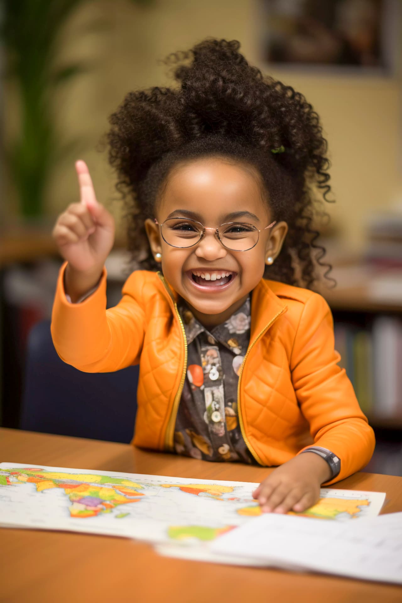 A pre-primary learner working with a world map